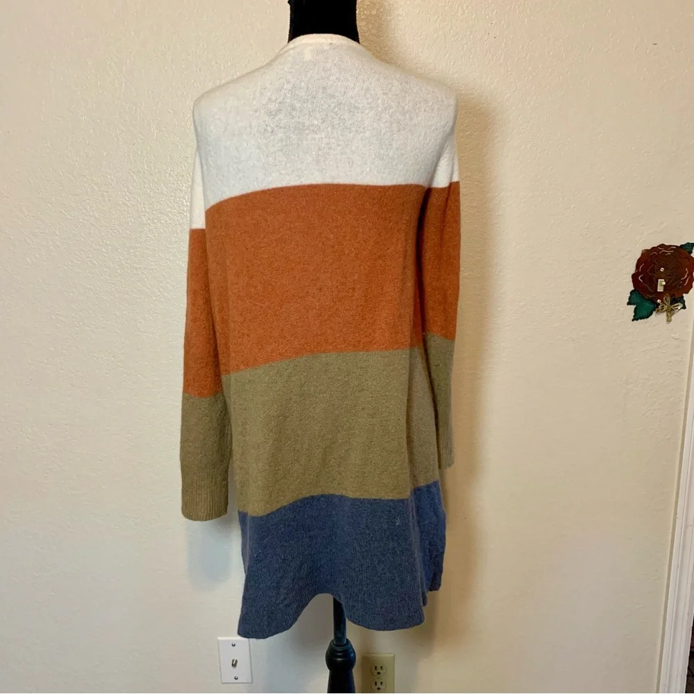 Madewell Kent Stripe Cardigan Sweater Longline Open Front Color Block Size Small
